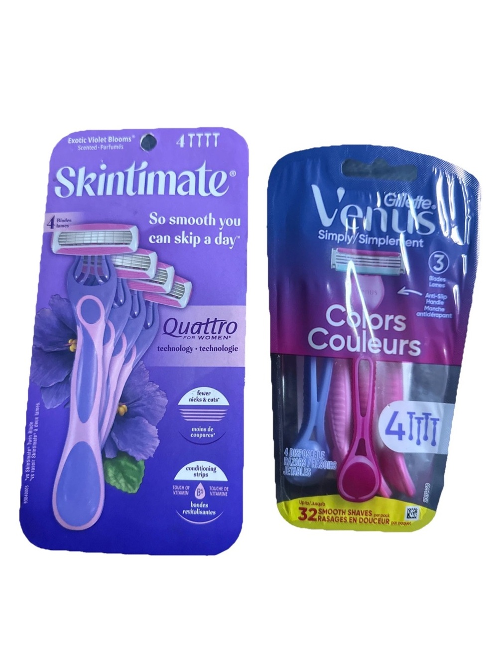 Skintimate Quattro +Venus Colors Women's Razor Bundle